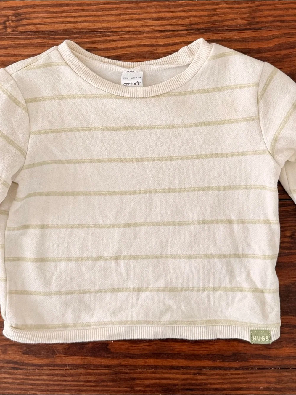 Carter's Cream and Light Green Striped Long Sleeve Tee